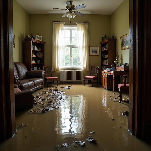 Sonhar com água suja inundando a casa