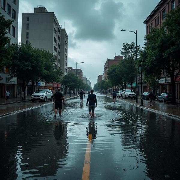 Chuva forte em sonho: Inundação na cidade