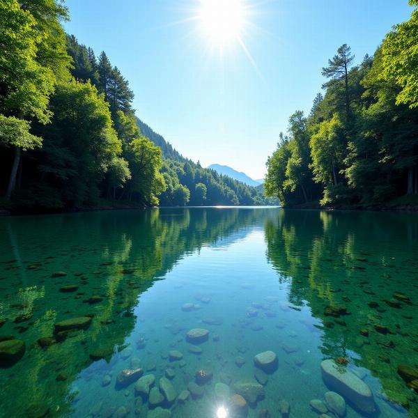 Lago de água limpa e profundo