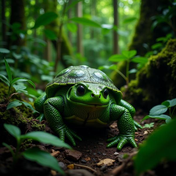 Sapo verde, grande e gordo no mato