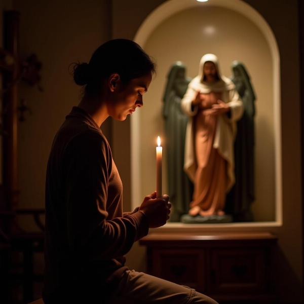 Sonhar acendendo vela branca em contexto religioso