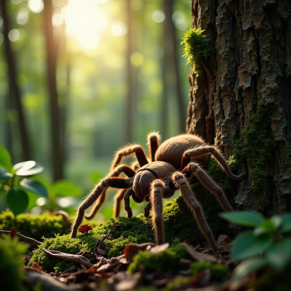 Sonhar com aranha caranguejeira marrom na floresta