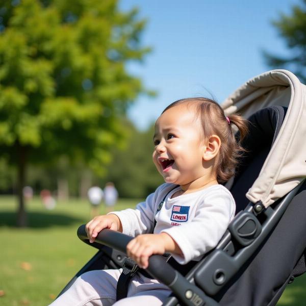 Sonhar com bebê feliz no carrinho