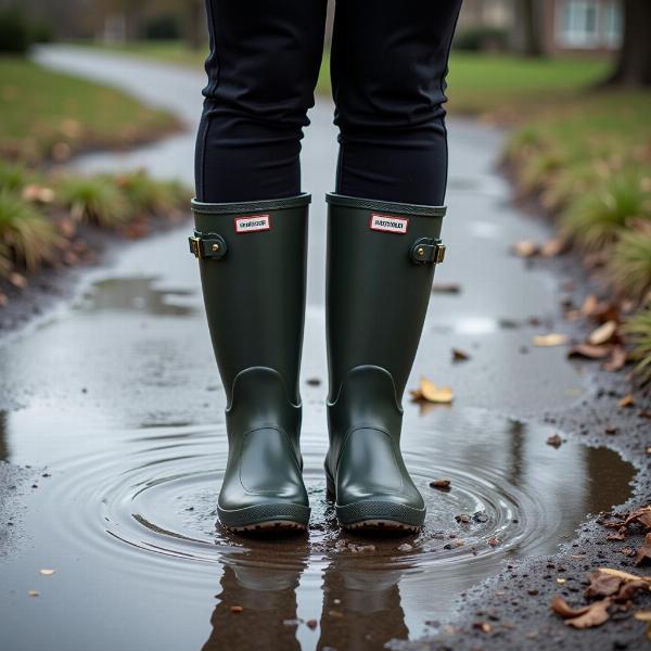 Sonhar com botas nos pés: proteção na chuva