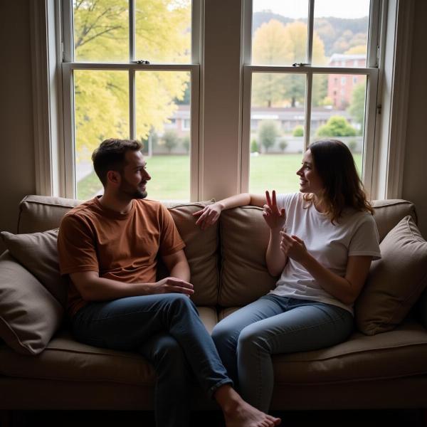 Casal conversando após sonho