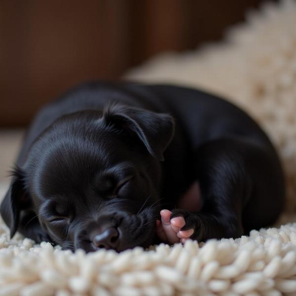 Cachorro filhote preto dormindo