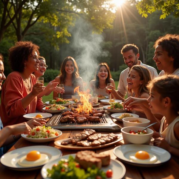 Sonhar com churrasco em família