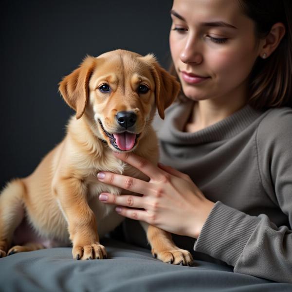 Sonhar com filhote de cachorro recebendo carinho