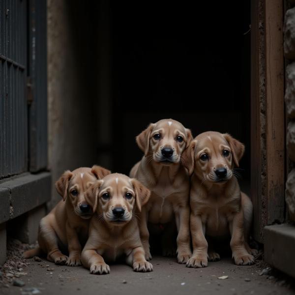 Filhotes de cachorro abandonados em um sonho