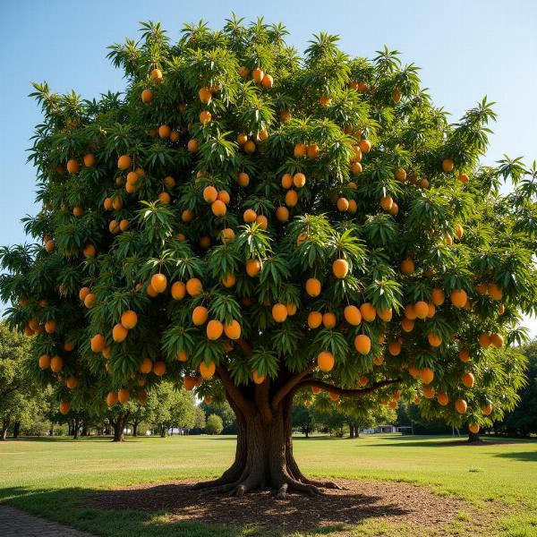 Sonho com mangueira grande e seus frutos simbolizando abundância e prosperidade.