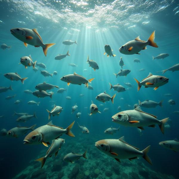 Sonhar com muitos peixes em água limpa simboliza abundância e prosperidade.