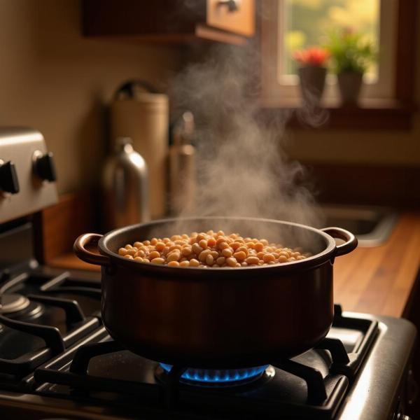 Sonhar com panela de pressão cozinhando feijão