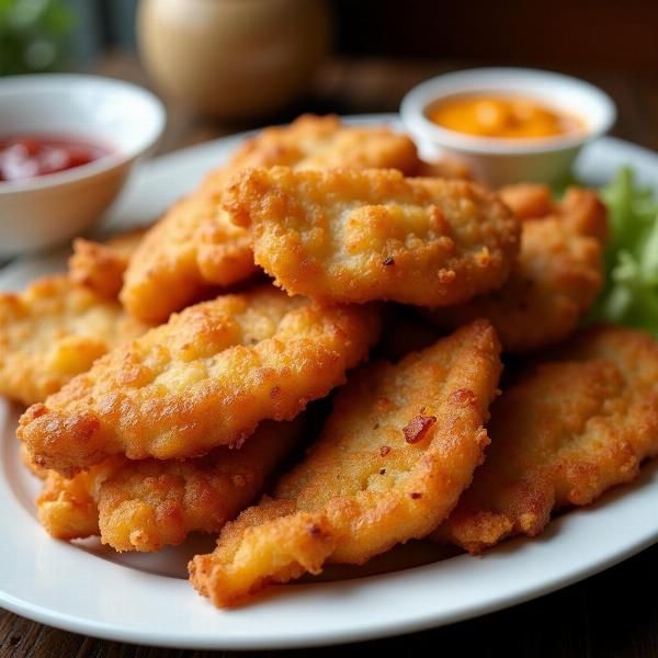 Sonhar com peixe frito em uma mesa farta