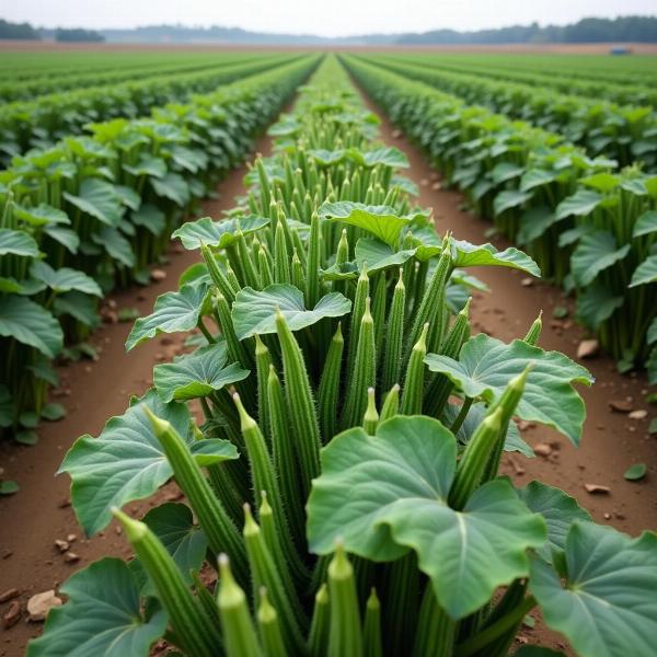 Plantação de quiabo