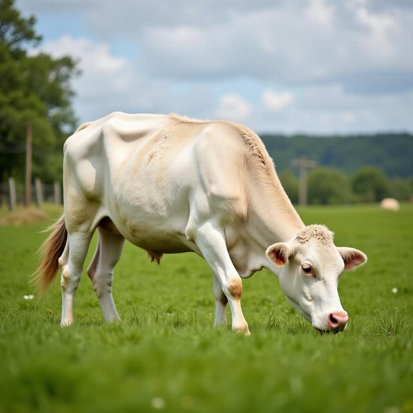 Sonhar com vaca branca em um pasto verdejante