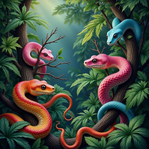 Significado de sonhar com várias cobras coloridas