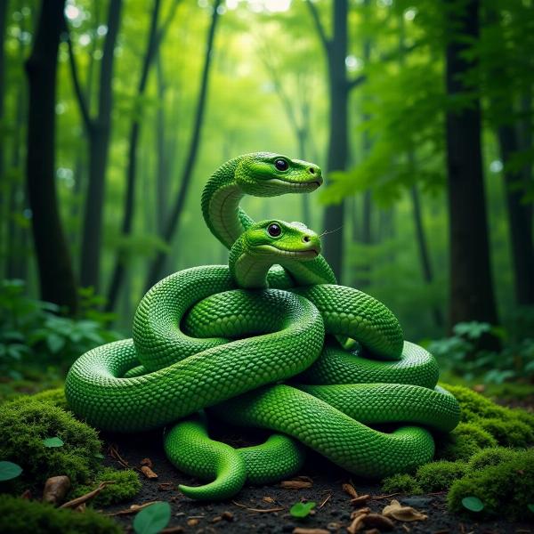 Sonhar com várias cobras verdes