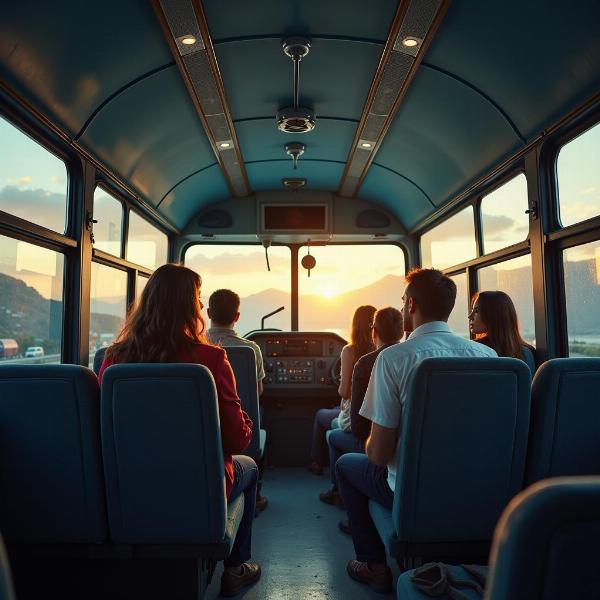 Sonhando dentro de um ônibus em uma viagem