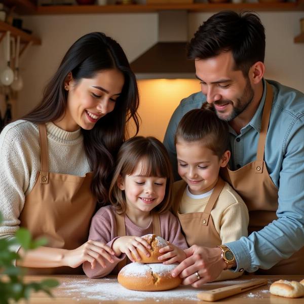 Sonhar fazendo pão caseiro com a família