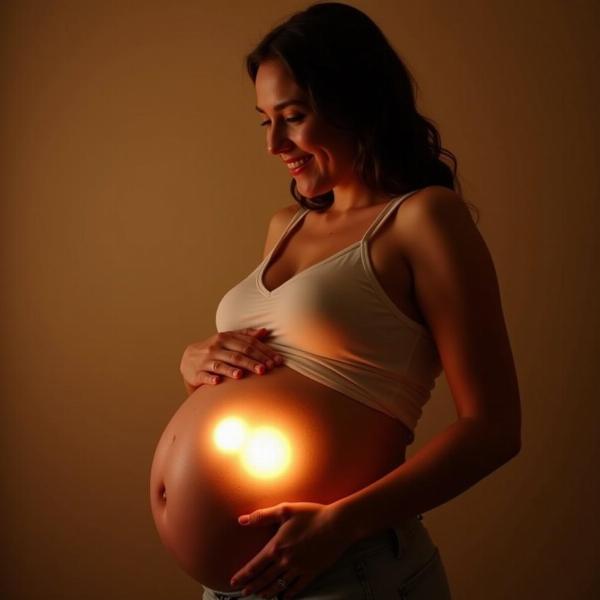 Mãe feliz sonhando com gravidez de gêmeos