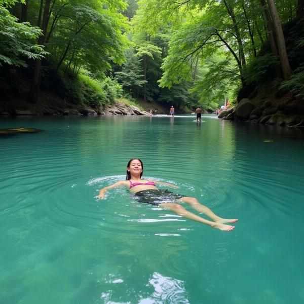 Sonhar nadando em um rio calmo com águas claras.