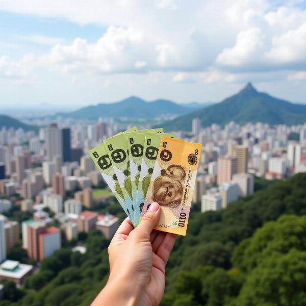 Sonhando com novas notas de 100 reais simbolizando prosperidade