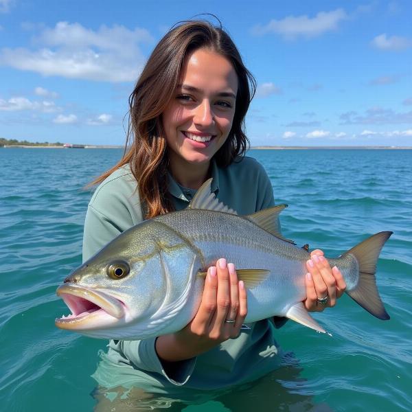 Sonhar pegando peixe com a mão simboliza abundância