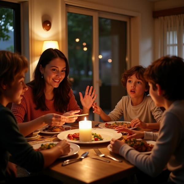 Sonho com família jantando