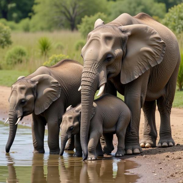 Sonho com um elefante bebê bebendo água com sua família