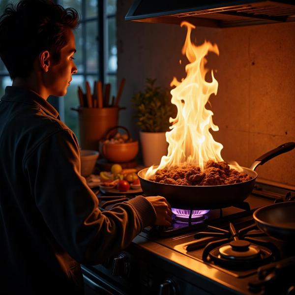 Sonho com fogo no fogão enquanto cozinha