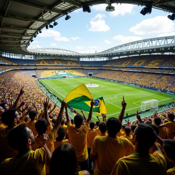 Torcida vibrante em um jogo de futebol