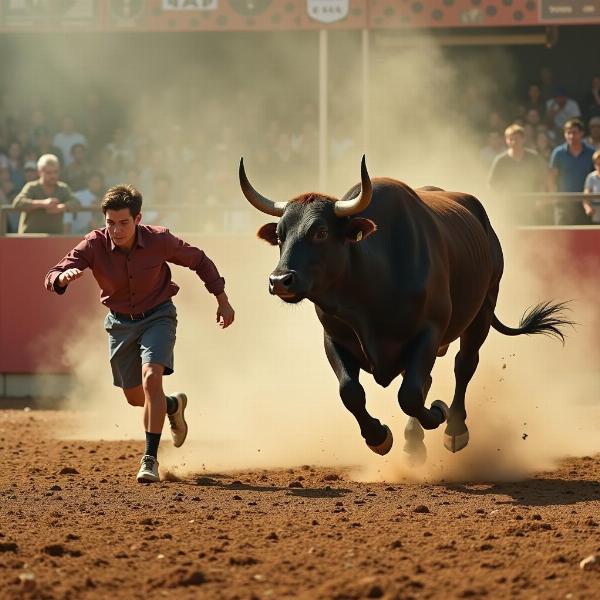 Touro perseguindo alguém em sonho