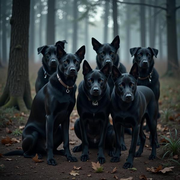 Sonho com vários cachorros pretos