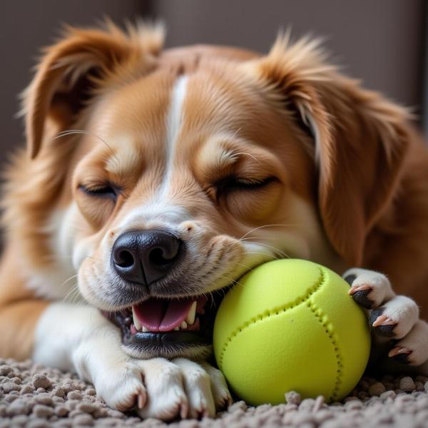 Cachorro sonhando com a sua bolinha