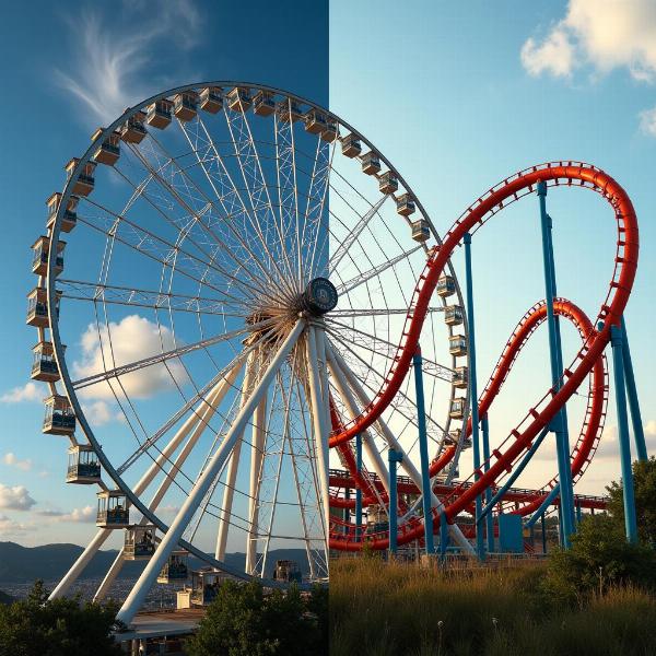 Roda Gigante e Montanha-Russa no Parque dos Sonhos