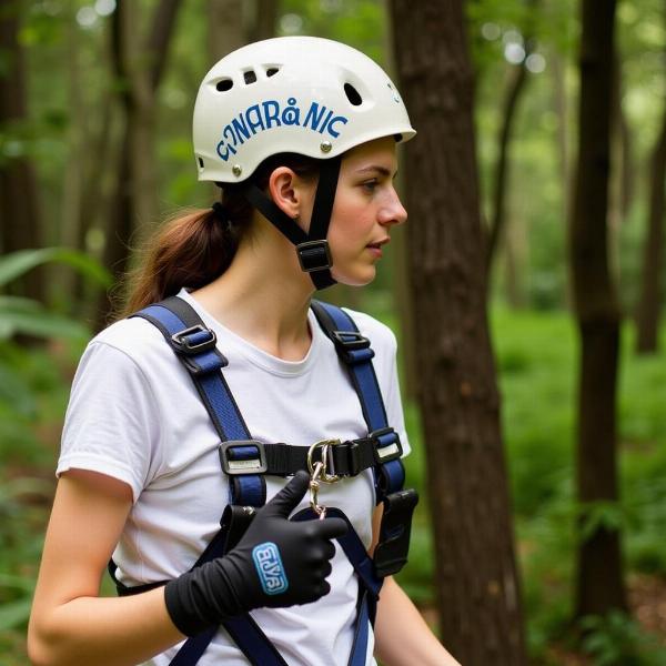 Equipamentos de segurança para tirolesa no Parque dos Sonhos Socorro