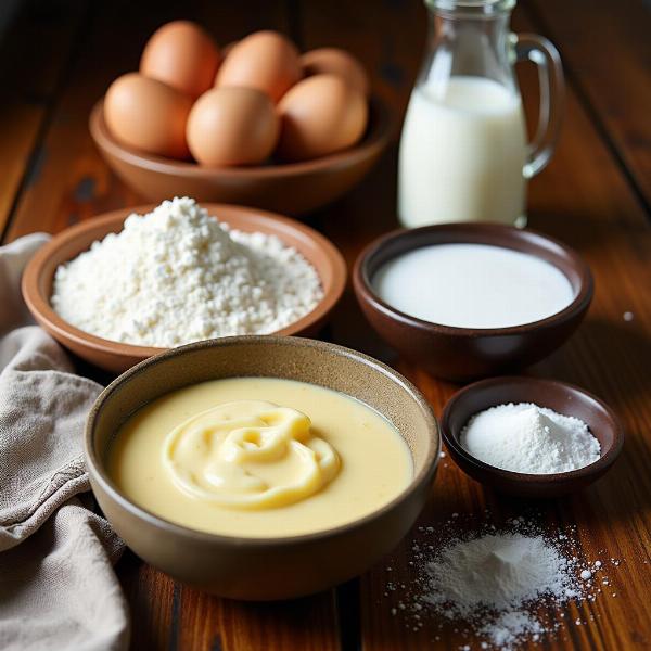 Ingredientes para a receita de sonho de creme