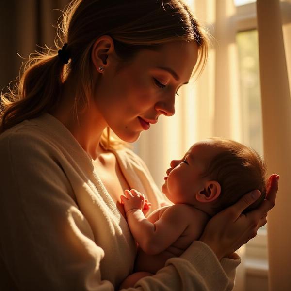 Mãe sonhando amamentando bebê recém-nascido - ý nghĩa