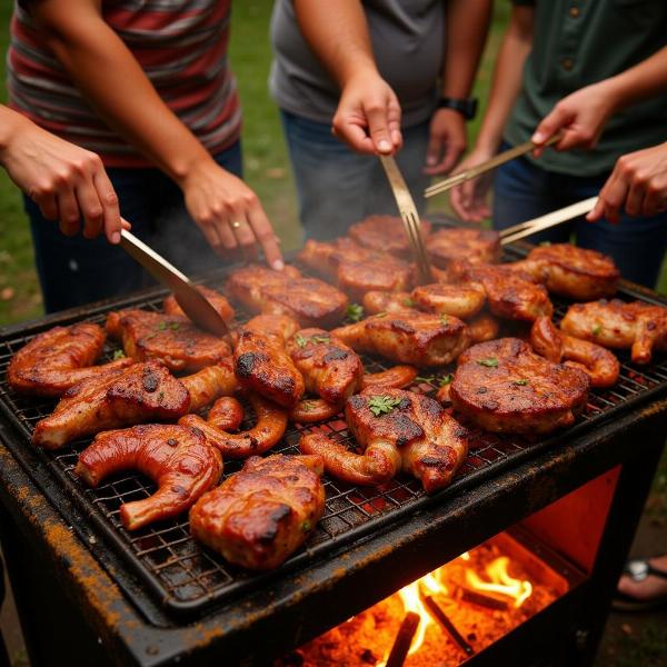 Sonhar com assar carne em um churrasco