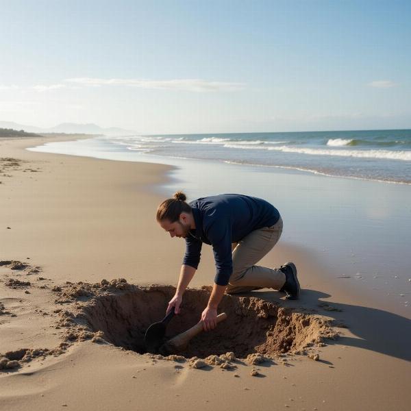 Sonhando cavando buracos na praia