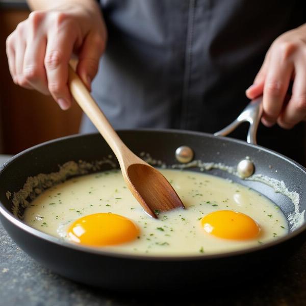 Cozinhando ovos na cozinha