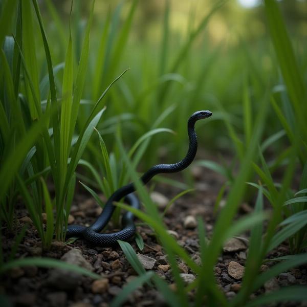 Sonho com cobra preta pequena e fina representando perigo oculto