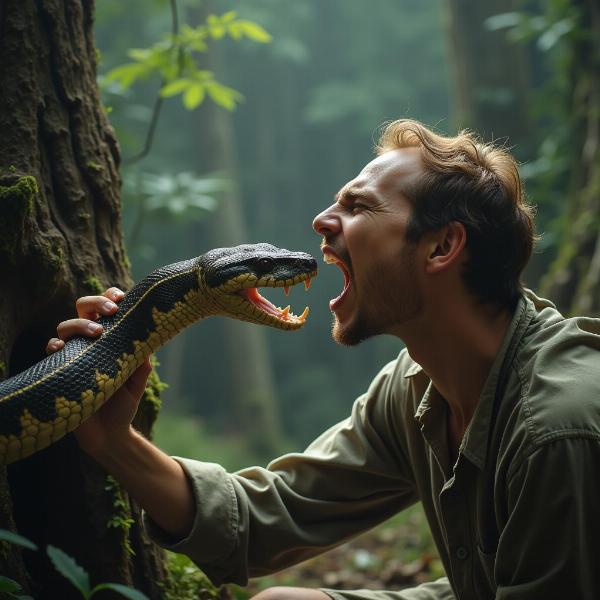 Sonhar com cobra viva atacando