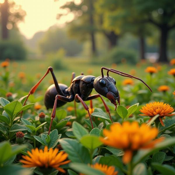 Sonhar com formiga gigante no jardim