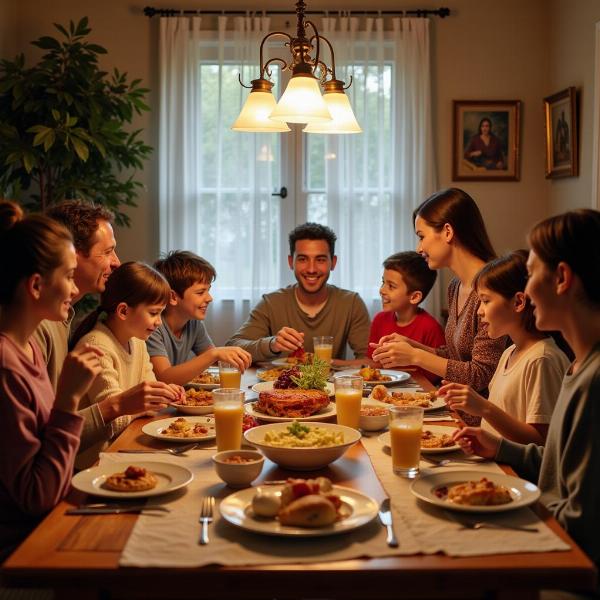 Sonhar com mesa grande reunião familiar