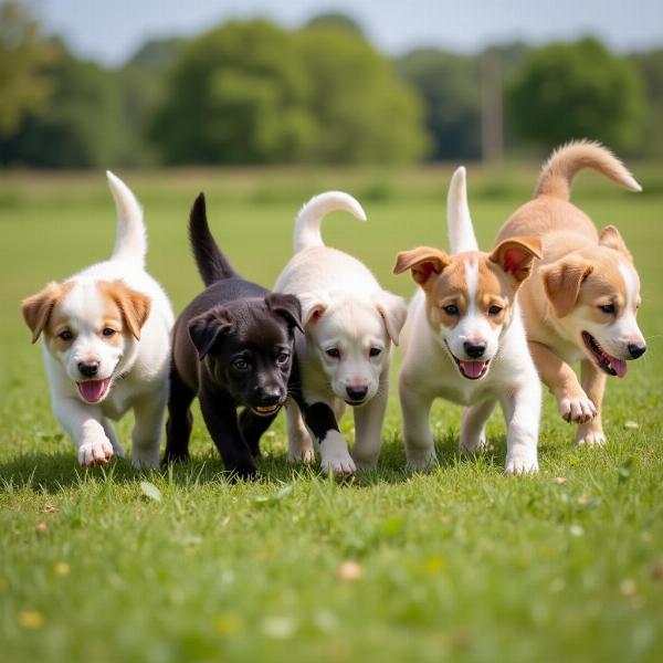 Sonhar com muitos cachorrinhos filhotes brincando