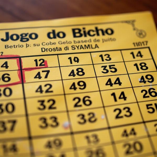 Um bilhete de aposta do Jogo do Bicho com números relacionados ao ouro