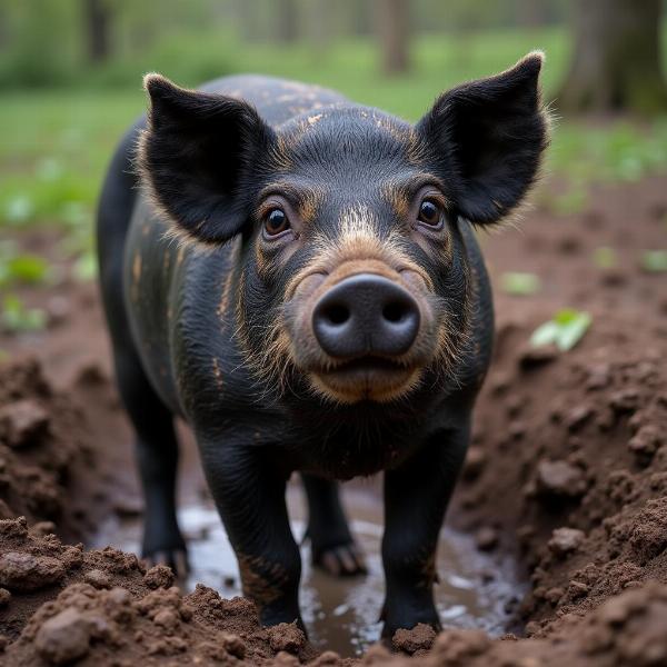 Sonhar com porco preto na lama