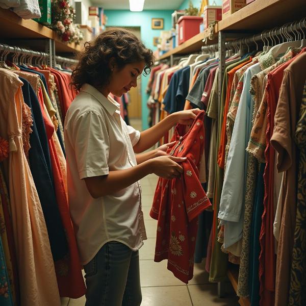 Sonhando comprando roupa usada em um brechó