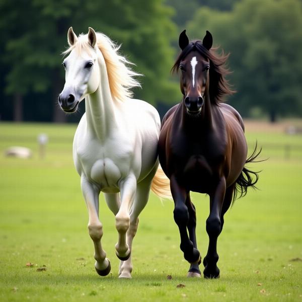 Dois cavalos correndo juntos